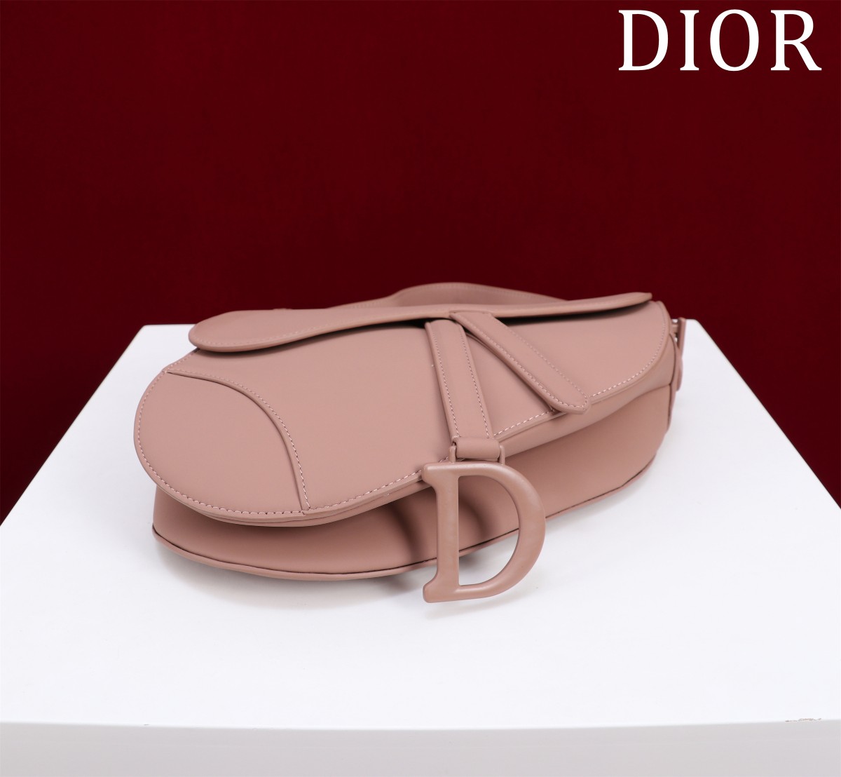 Saddle Bag with Strap Pink Ultramatte Calfskin